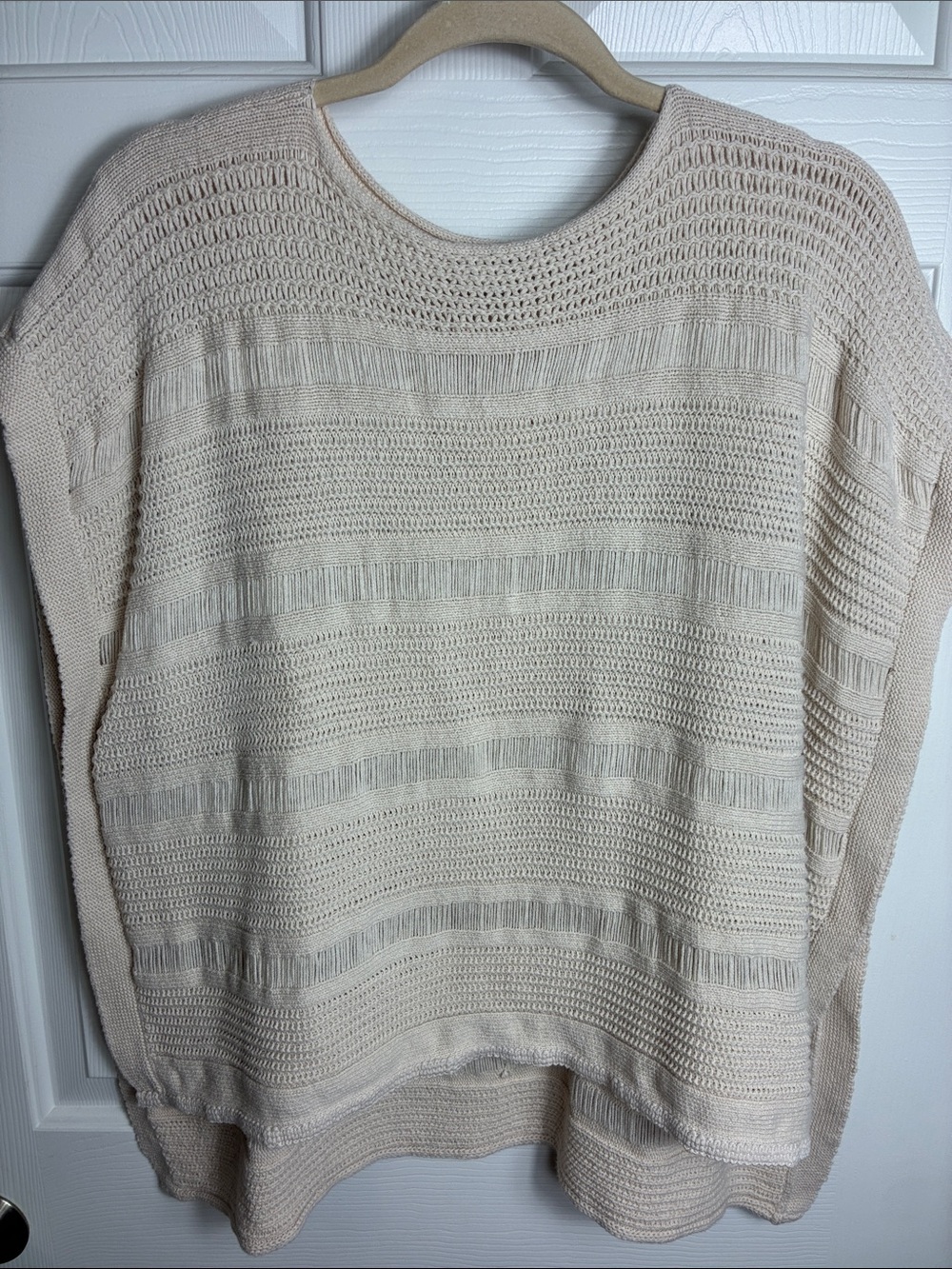 Lucky Brand Cream Open-Knit Scoop Poncho style Sweater